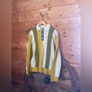 90s-00s Dolce & Gabbana Striped Crewneck Sweater Green and Yellow